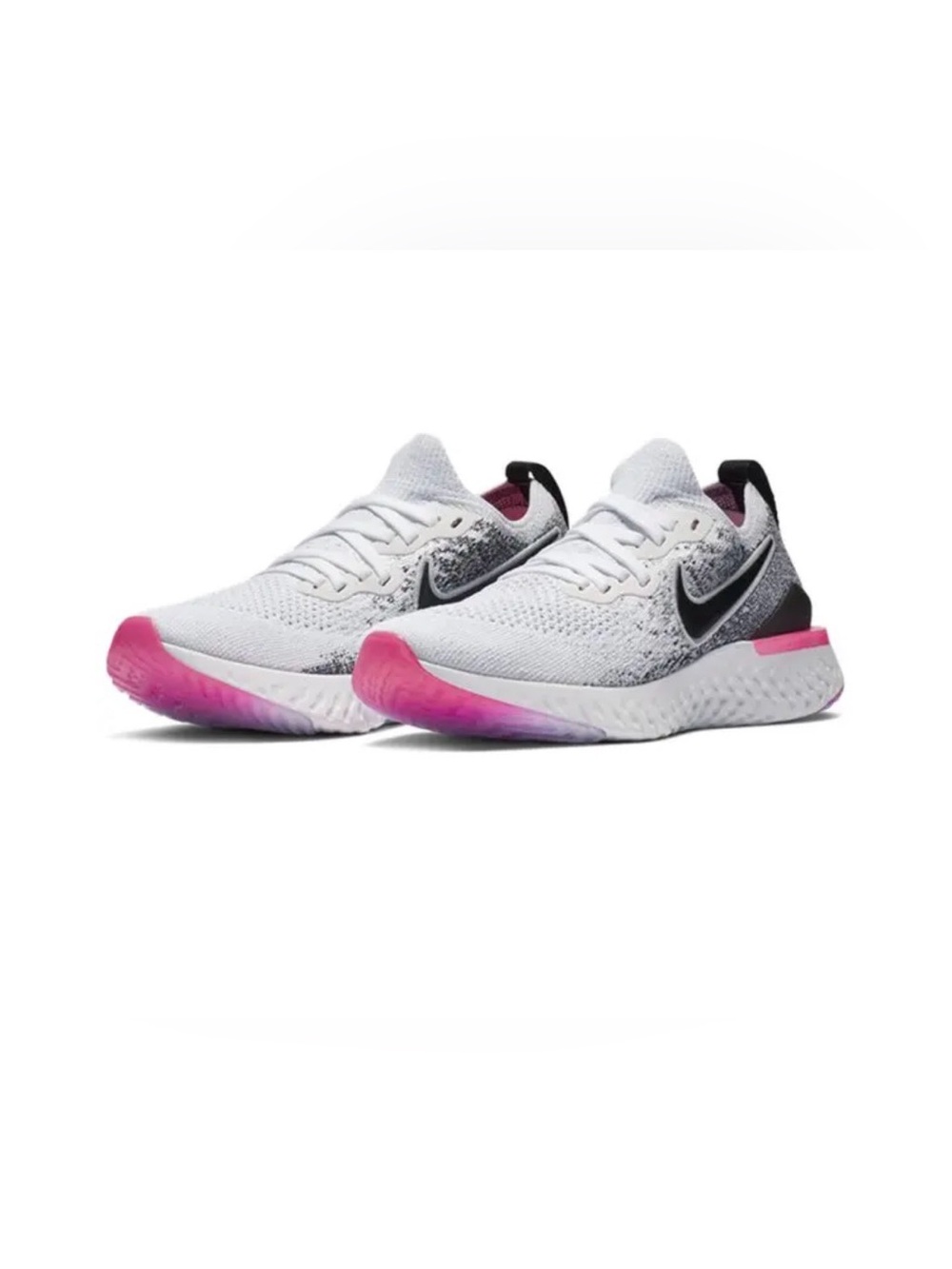 Nike Women’s White Epic React Flyknit Running Shoes with Pink Accent Size 6.5